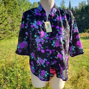 "Twinkle, Twinkle Floral Star" Vintage Black and Purple Floral Blouse